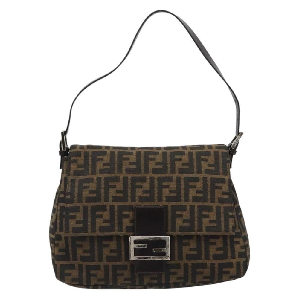 Fendi Zucca Mamma Baguette Shoulder Bag Black